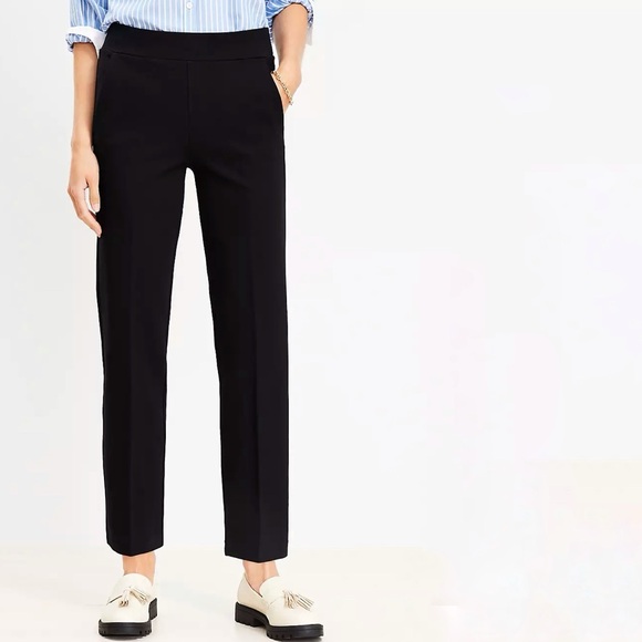 Loft Black Straight Pull On Pants in Ponte - Picture 1 of 9